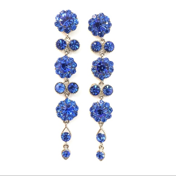 Jim Ball Jewelry - Cobalt Blue Swarovski Crystal 3" Occasion Earring